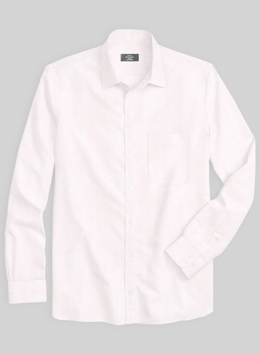 Soft Pink Herringbone Cotton Shirt - Image 2