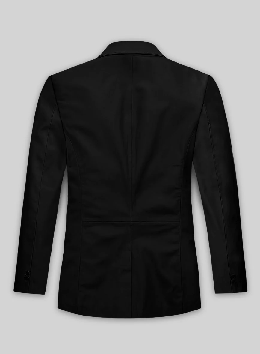 Soft Rich Black Leather Blazer - Image 3