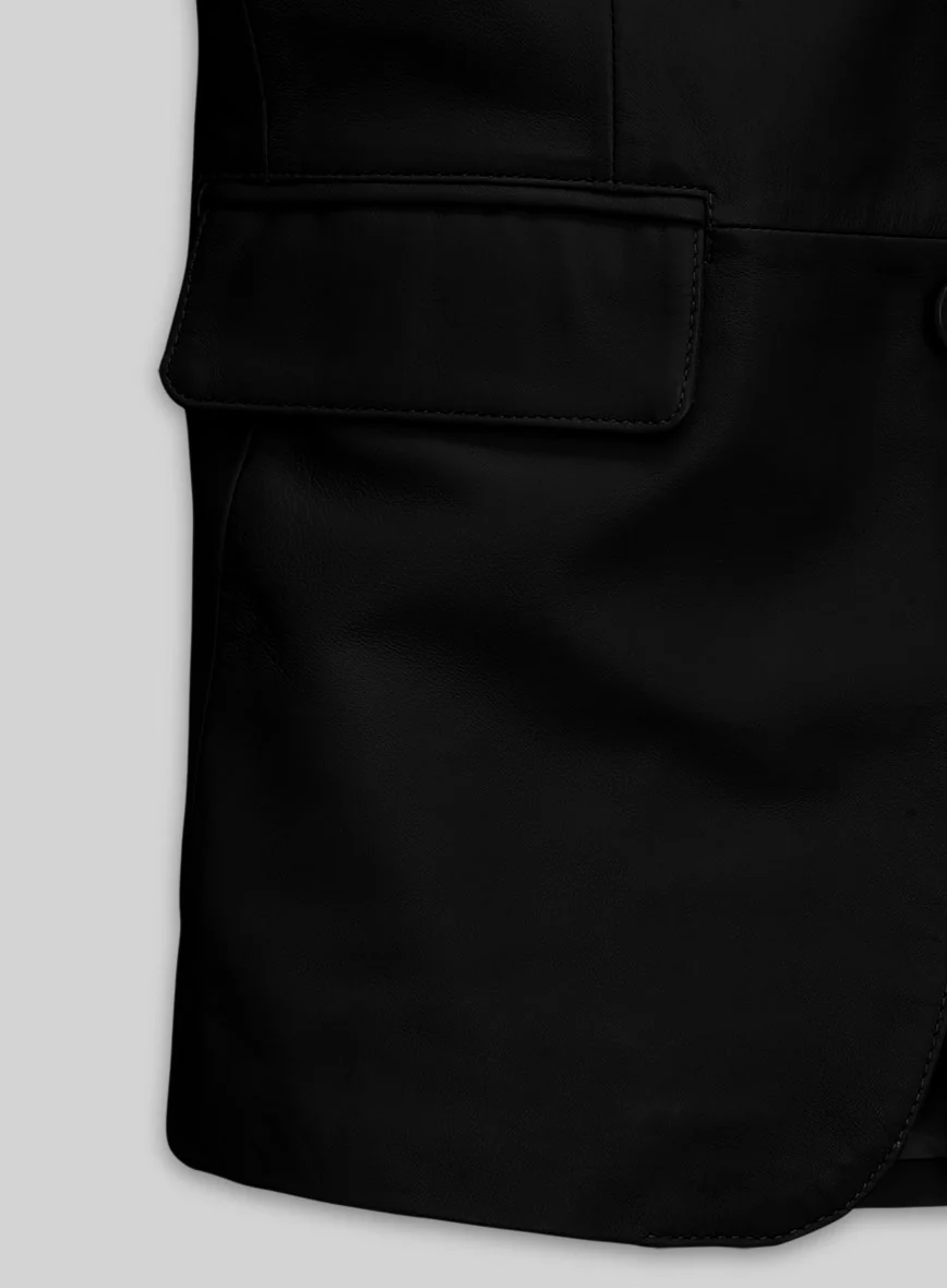 Soft Rich Black Leather Blazer - Image 5