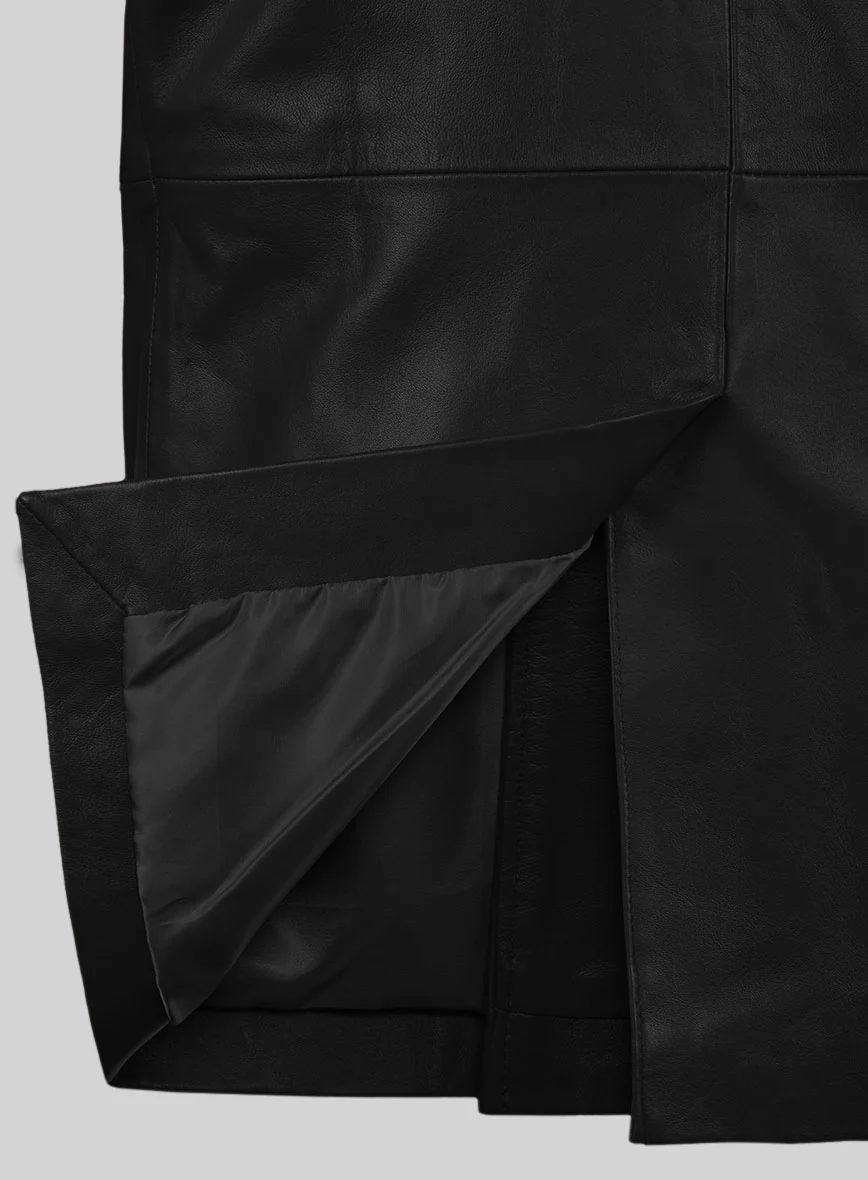 Soft Rich Black Leather Pea Coat - Image 6