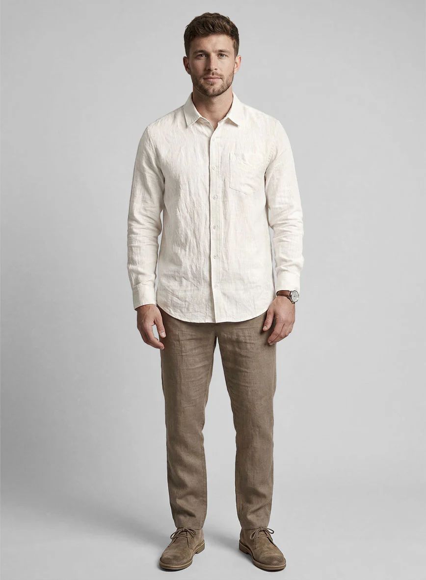 Soft Sand Pure Linen Shirt - Image 4