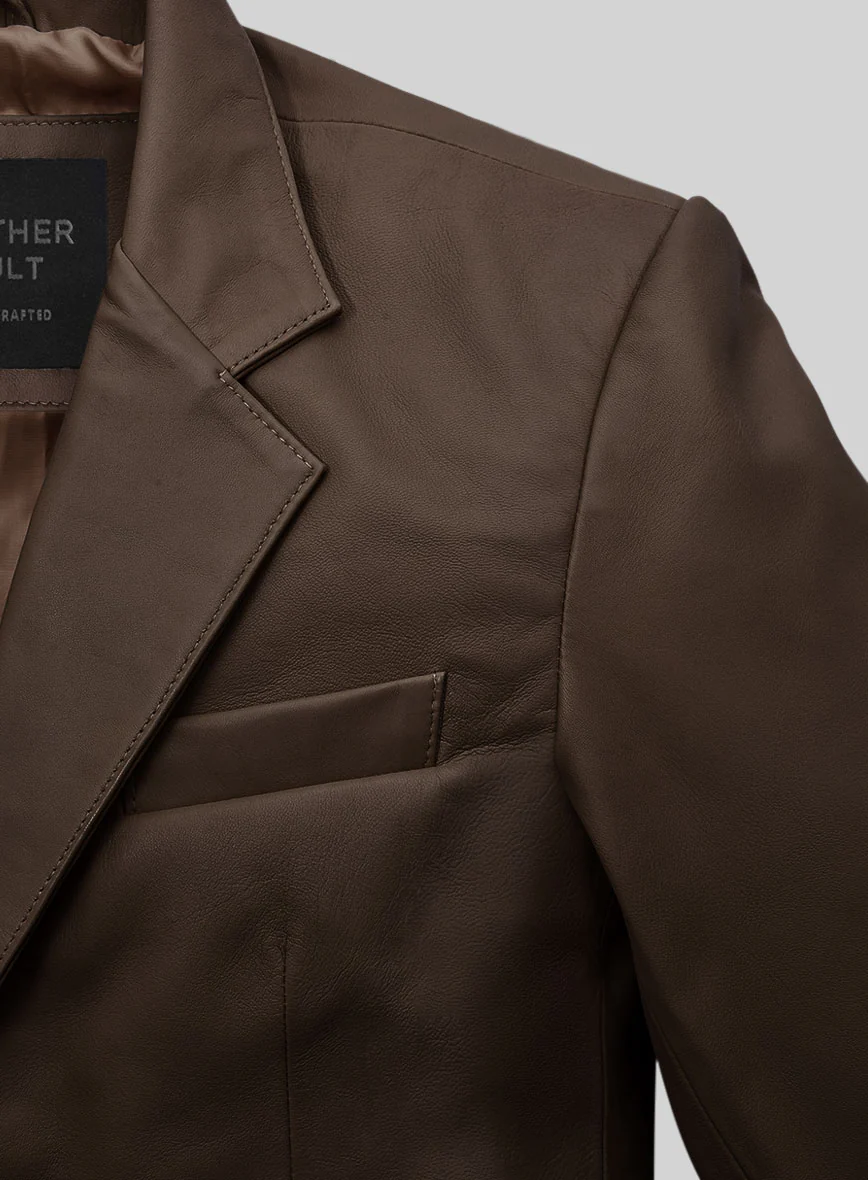 Soft Scottish Brown Leather Blazer - Image 4