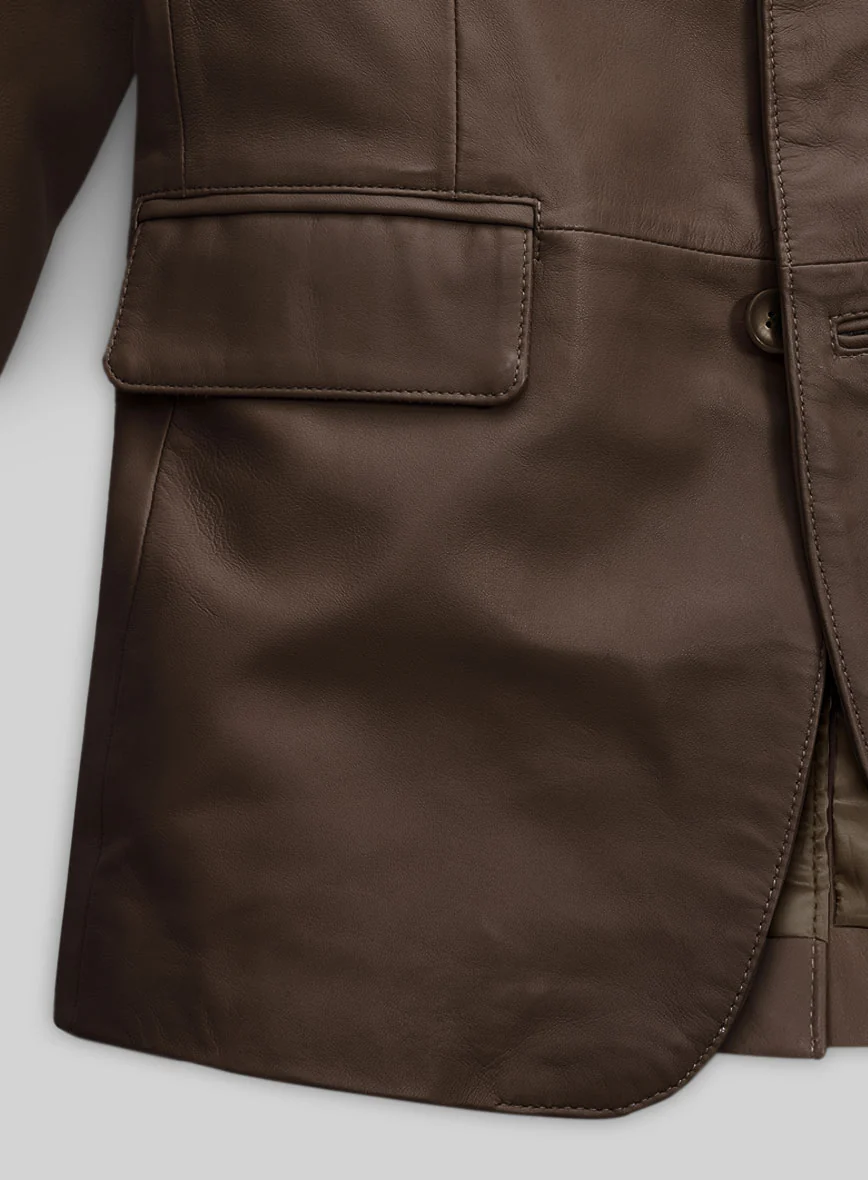 Soft Scottish Brown Leather Blazer - Image 5