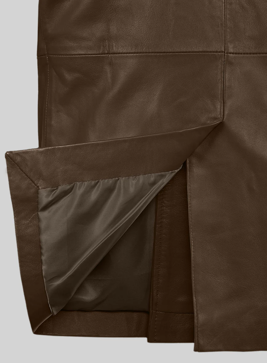 Soft Scottish Brown Leather Pea Coat - Image 3