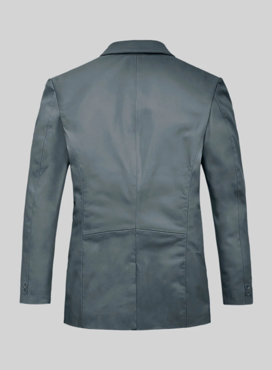 Soft Sherpa Gray Leather Blazer - Image 3