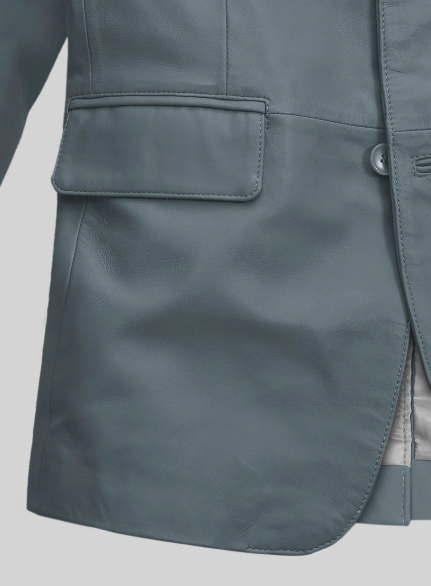 Soft Sherpa Gray Leather Blazer - Image 5