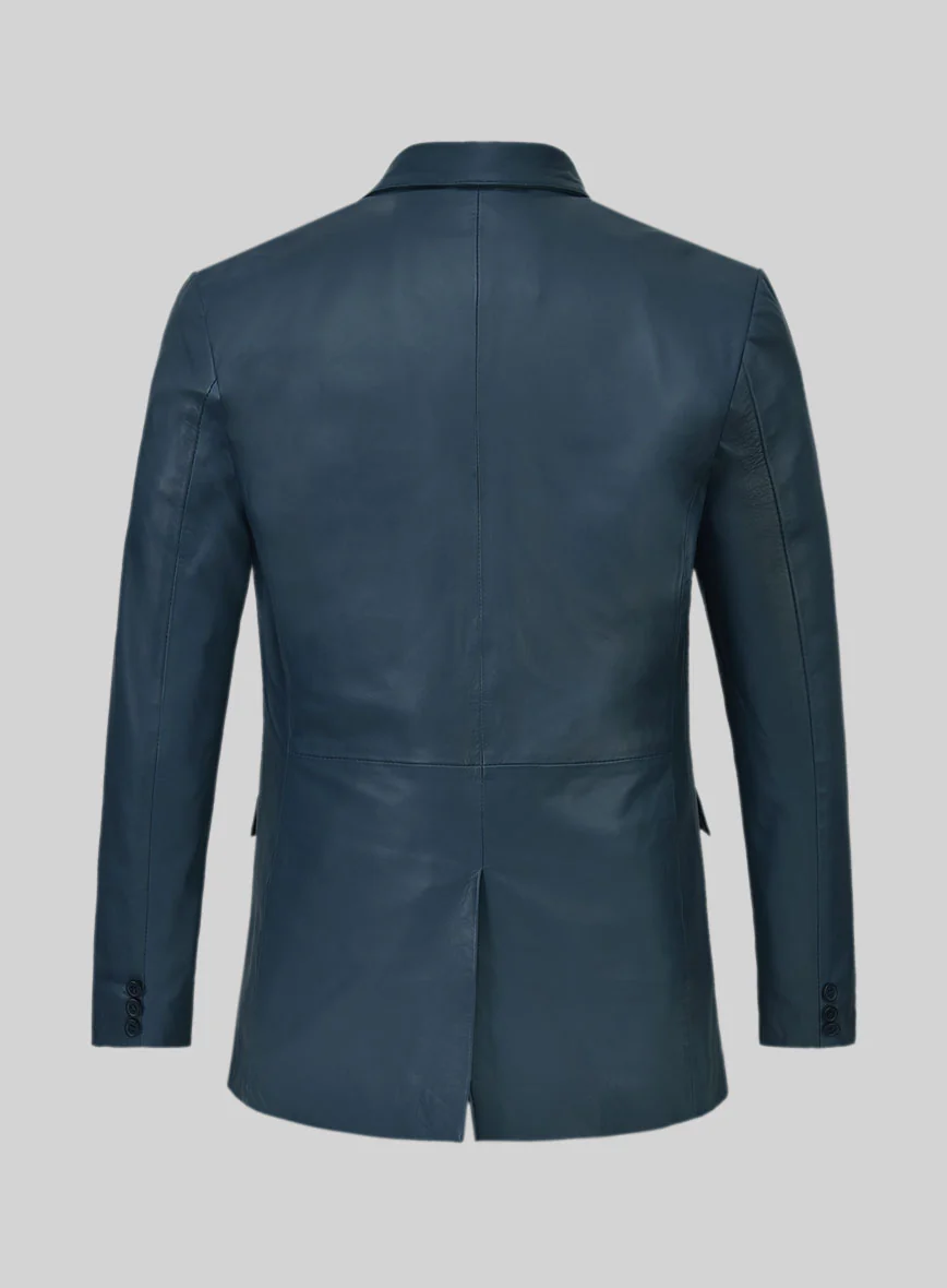Soft Winsor Blue Leather Blazer - Image 2