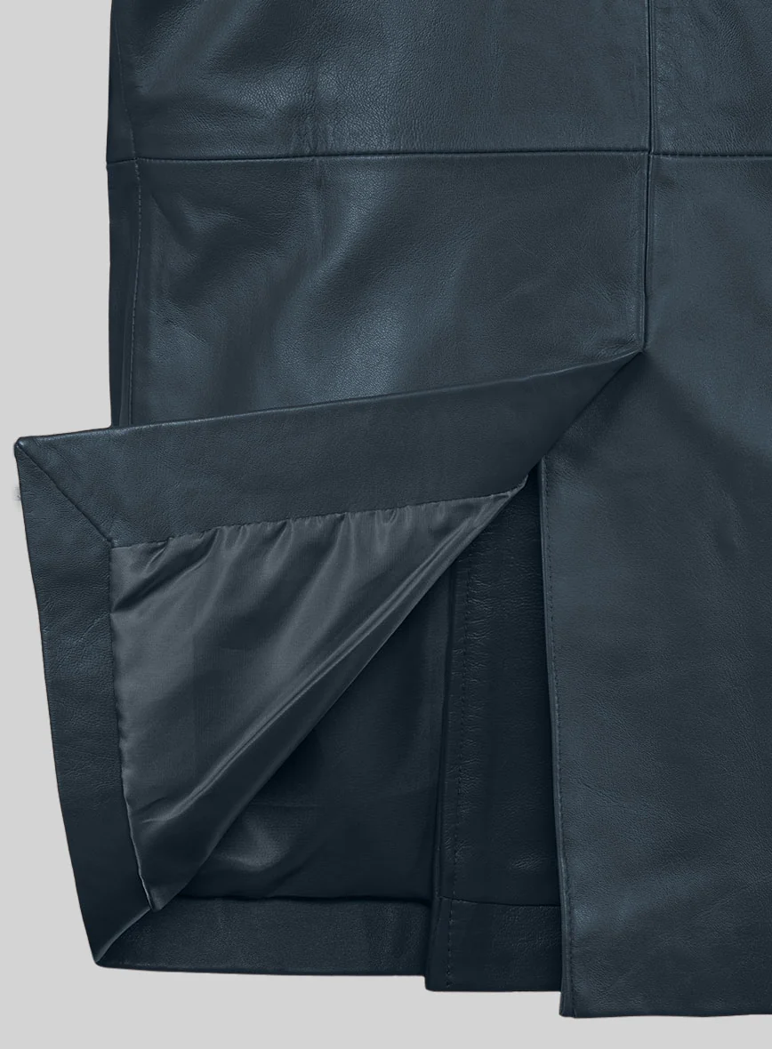 Soft Winsor Blue Leather Pea Coat - Image 5