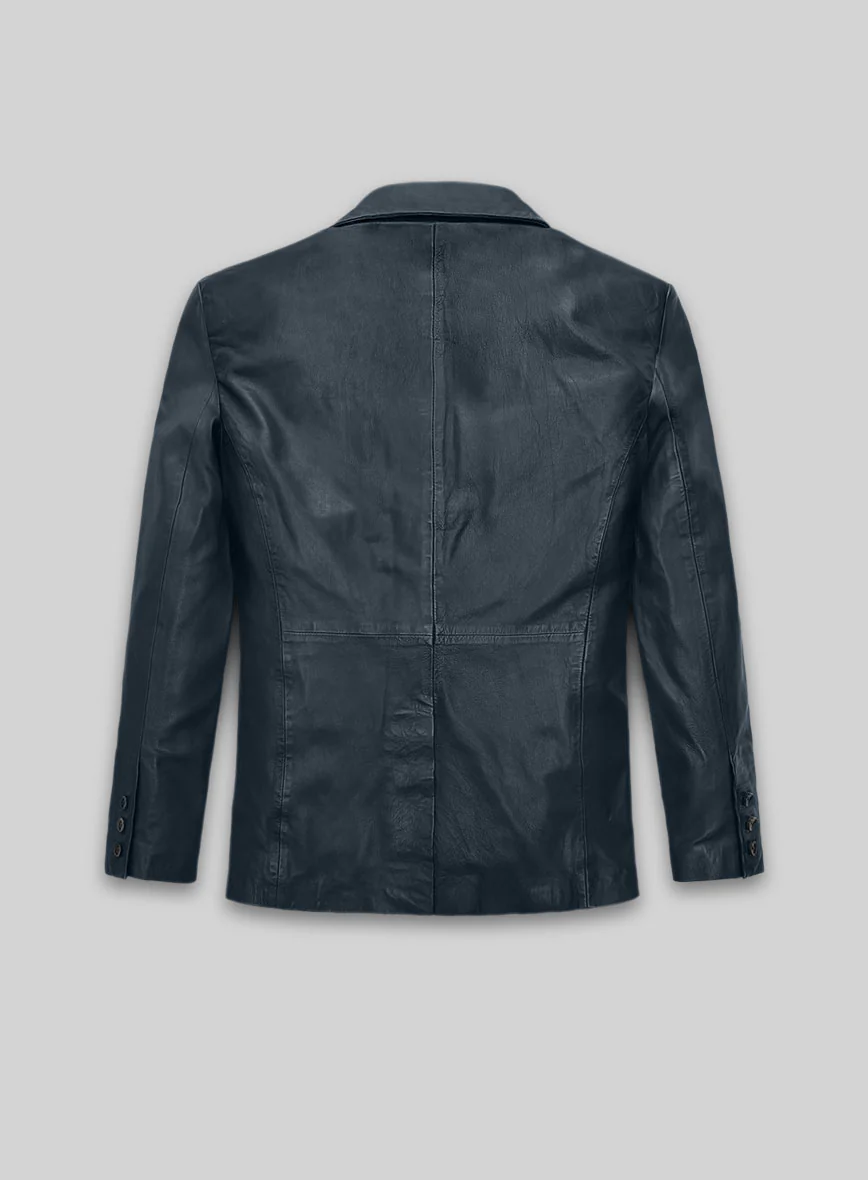 Soft Winsor Blue Washed & Wax Leather Blazer - Image 2