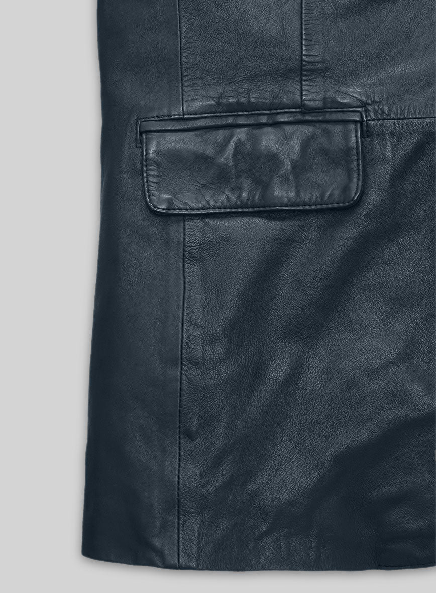 Soft Winsor Blue Washed & Wax Leather Blazer - Image 3