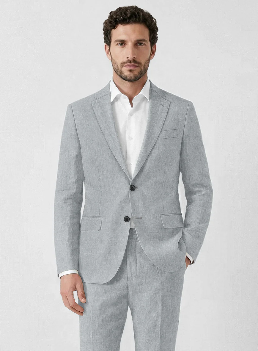 Solbiati Art Du Lin Blue Gray Linen Jacket - Image 2