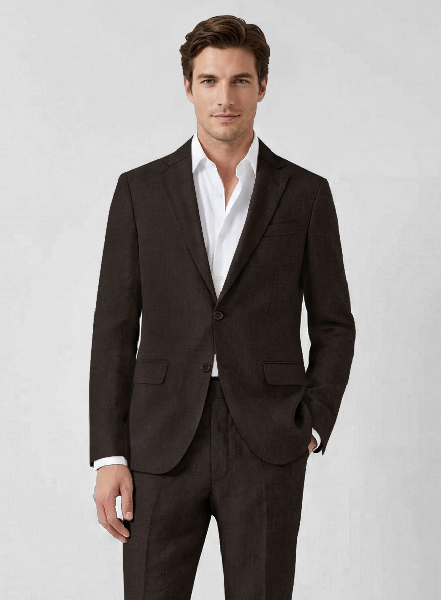 Solbiati Art Du Lin Dark Brown Linen Suit - Image 4