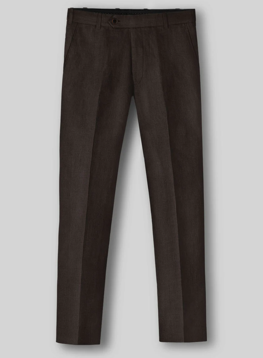 Solbiati Art Du Lin Dark Brown Linen Pants - Image 2