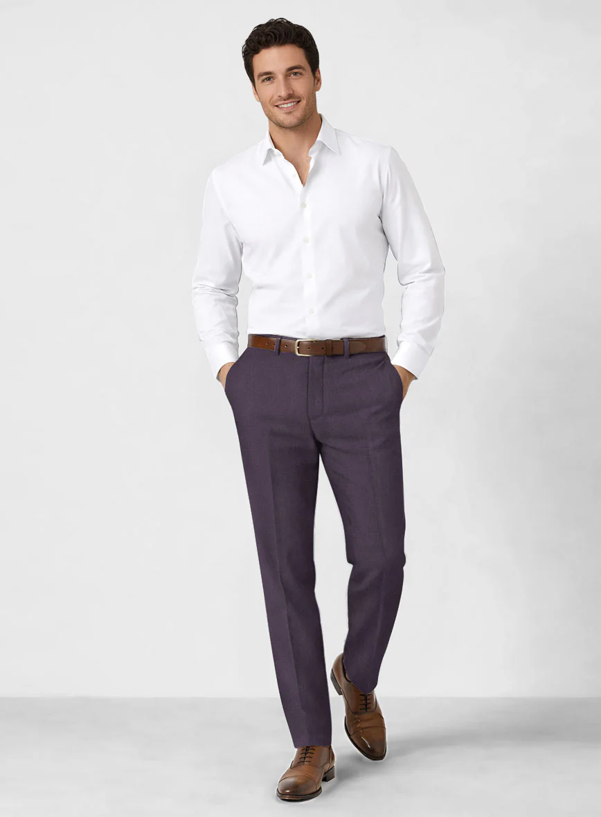 Solbiati Art Du Lin Dark Lavender Linen Pants - Image 3