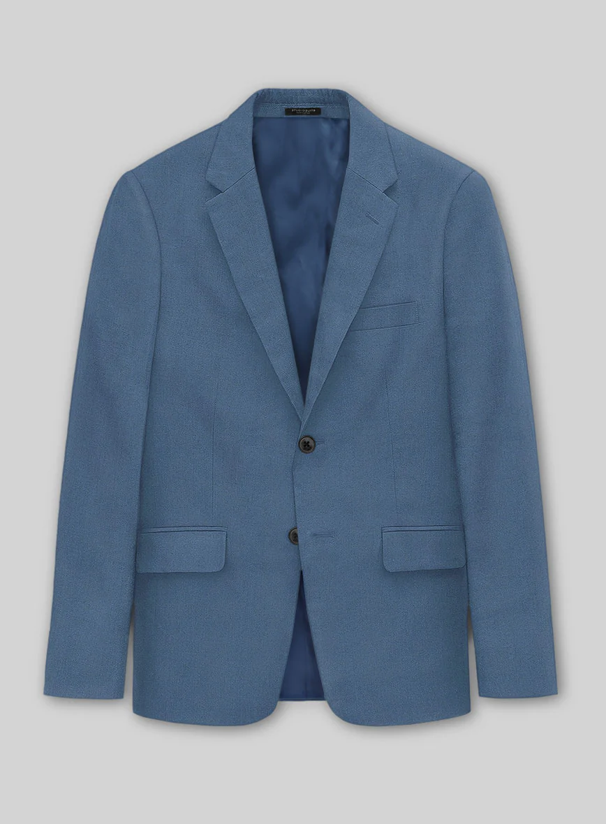Solbiati Art Du Lin Dark Pastel Blue Linen Suit - Image 3