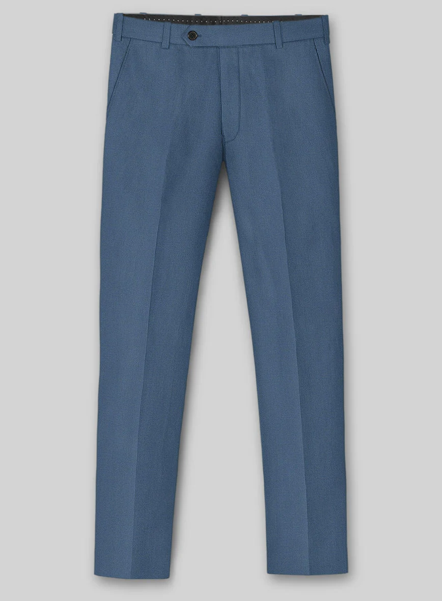Solbiati Art Du Lin Dark Pastel Blue Linen Pants - Image 2