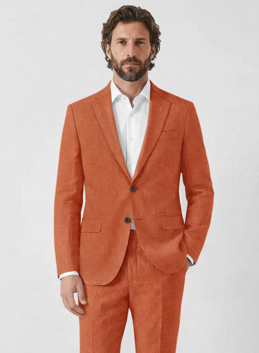 Solbiati Art Du Lin Deep Orange Linen Jacket - Image 2