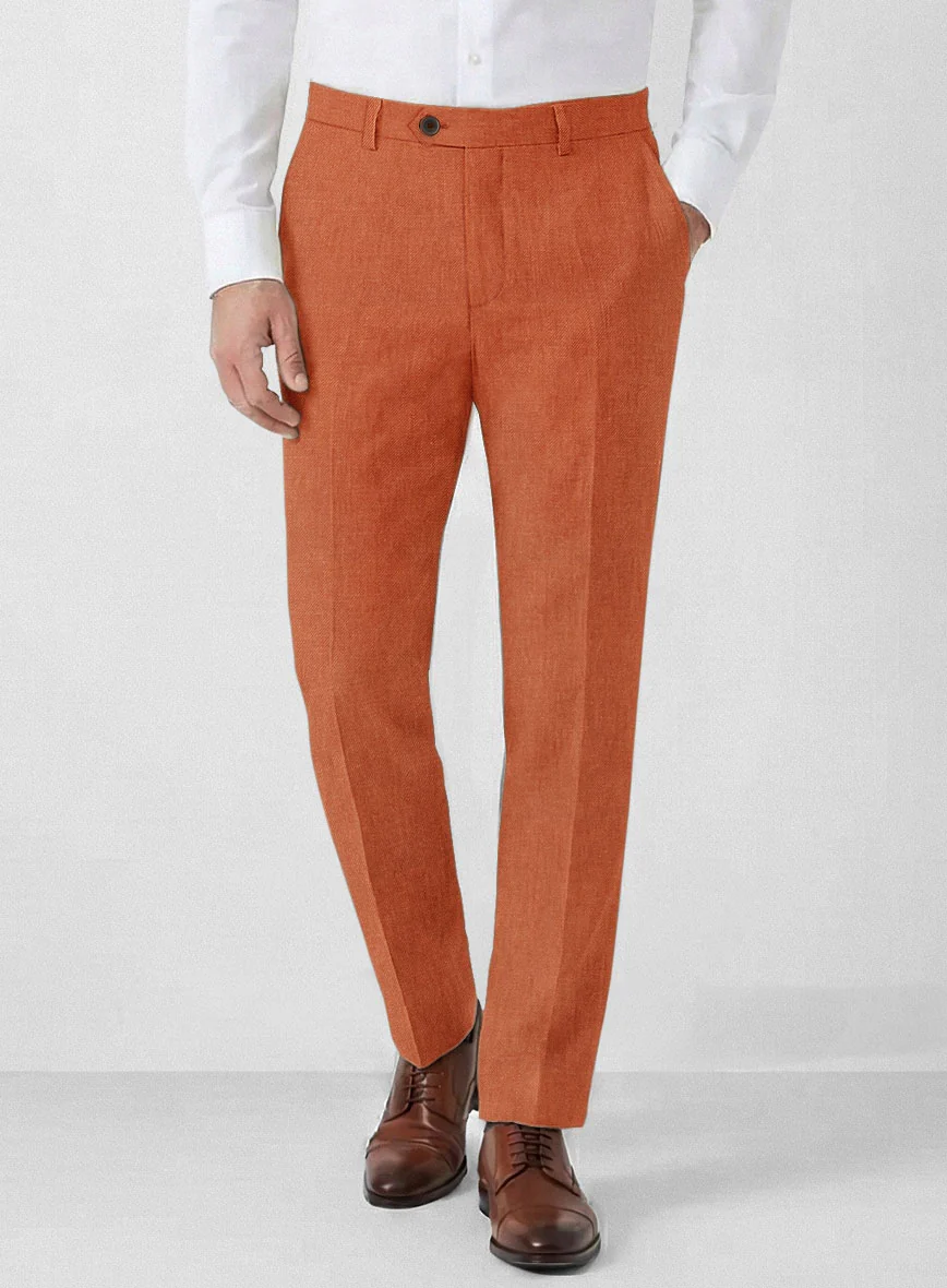 Solbiati Art Du Lin Deep Orange Linen Pants