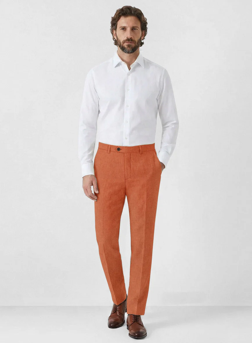 Solbiati Art Du Lin Deep Orange Linen Pants - Image 3