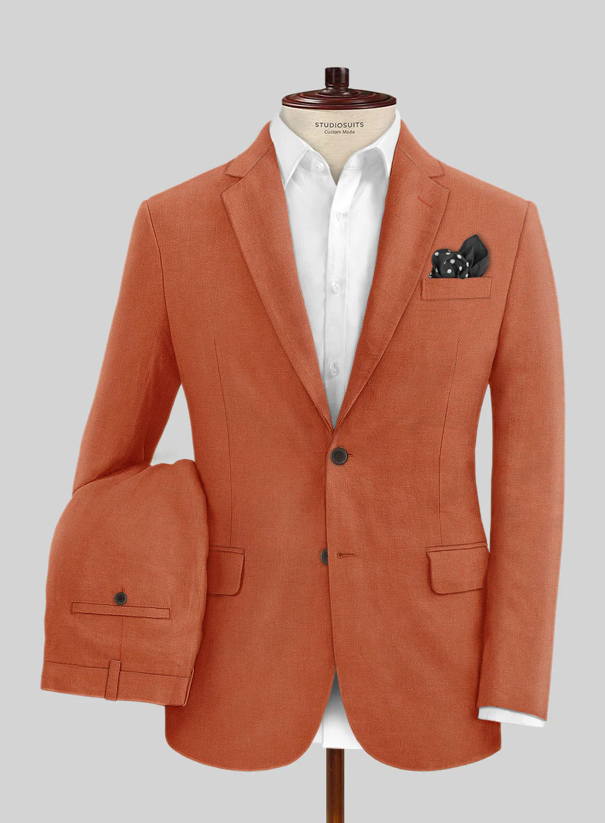 Solbiati Art Du Lin Deep Orange Linen Suit - Image 2