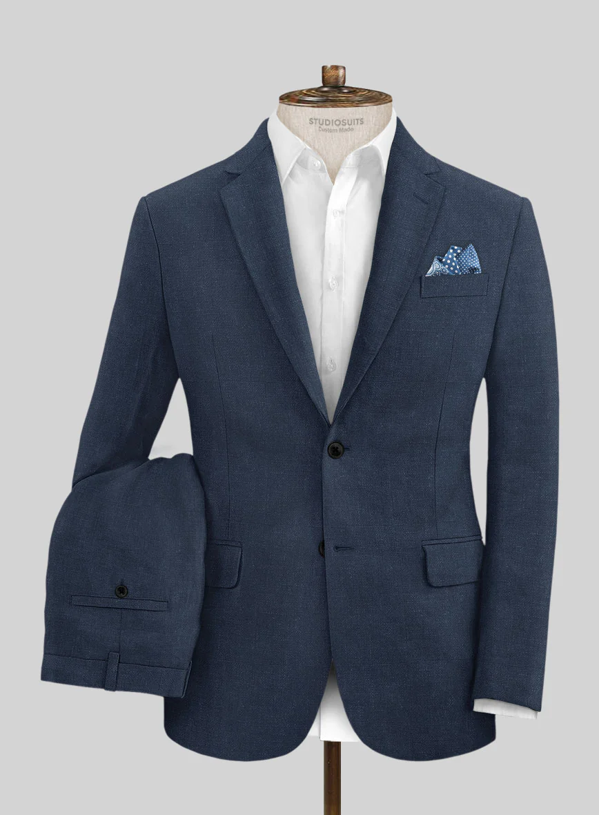 Solbiati Art Du Lin Indigo Blue Linen Suit - Image 3