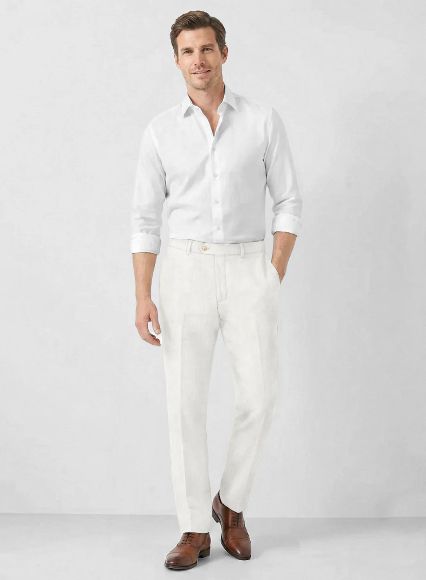 Solbiati Art Du Lin Ivory Linen Pants - Image 3