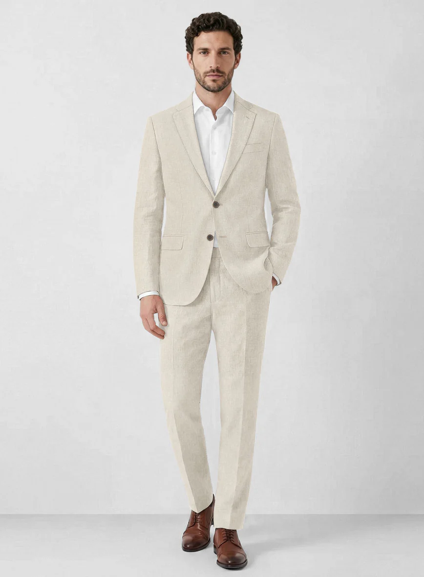 Solbiati Art Du Lin Light Beige Linen Suit