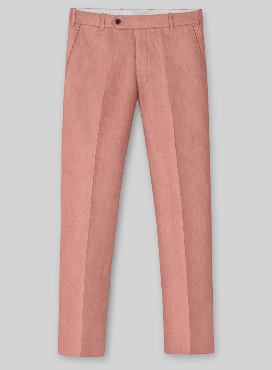 Solbiati Art Du Lin Light Melon Linen Pants - Image 2