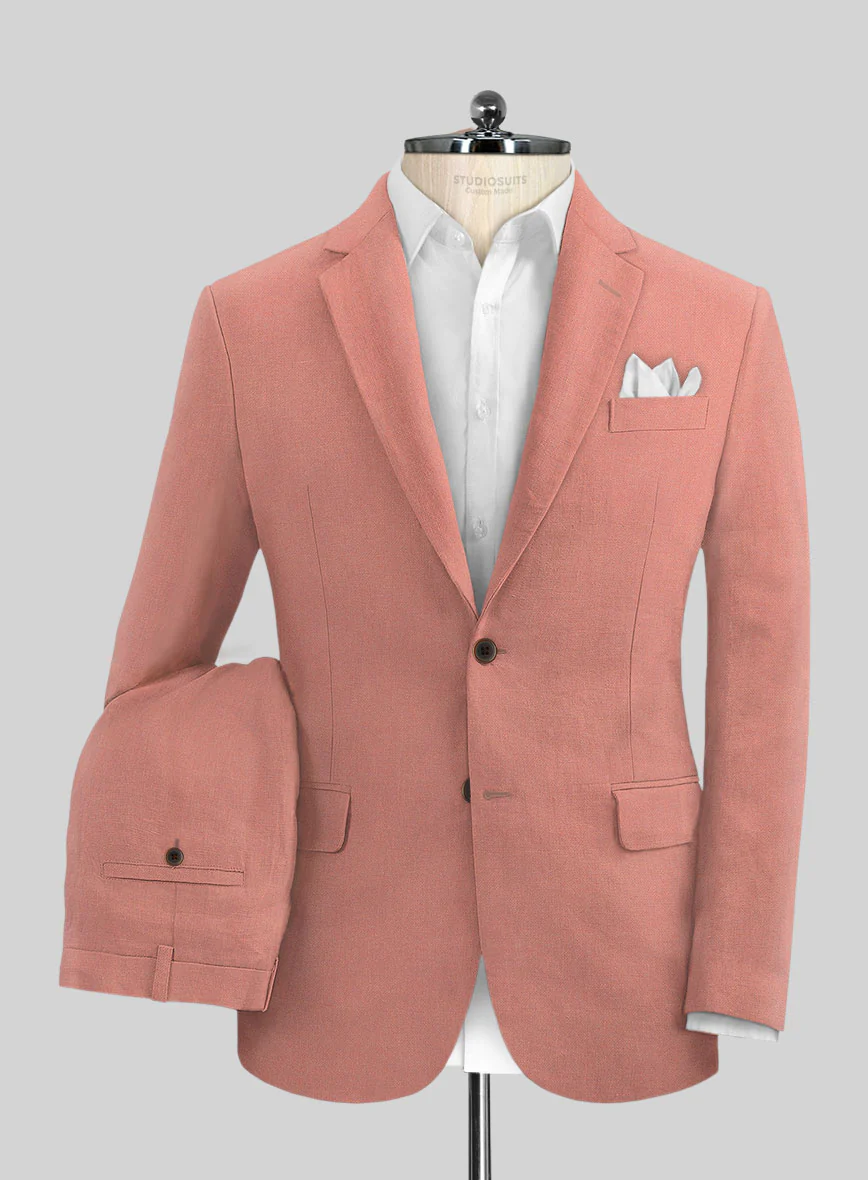 Solbiati Art Du Lin Light Melon Linen Suit - Image 2