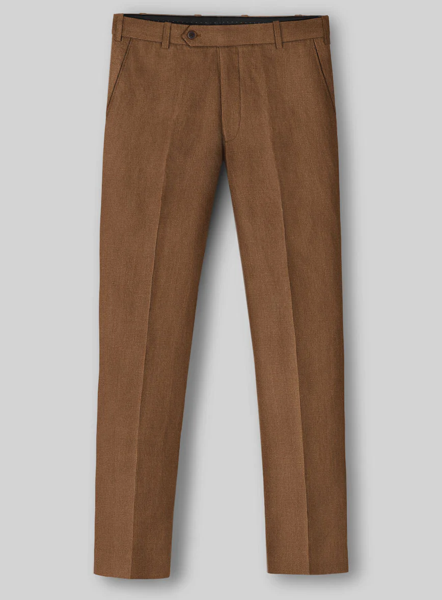 Solbiati Art Du Lin Otter Brown Linen Pants - Image 2