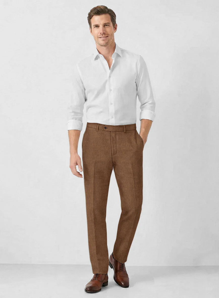 Solbiati Art Du Lin Otter Brown Linen Pants - Image 3