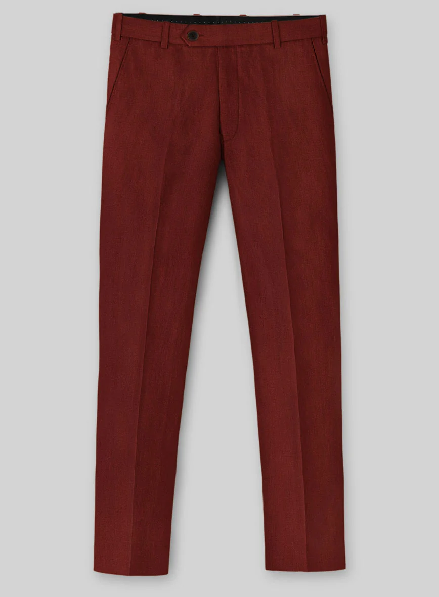 Solbiati Art Du Lin Rustic Red Linen Pants - Image 2