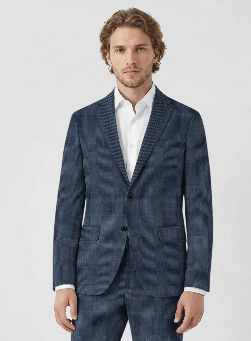 Solbiati Artic Blue Check Linen Suit - Image 4