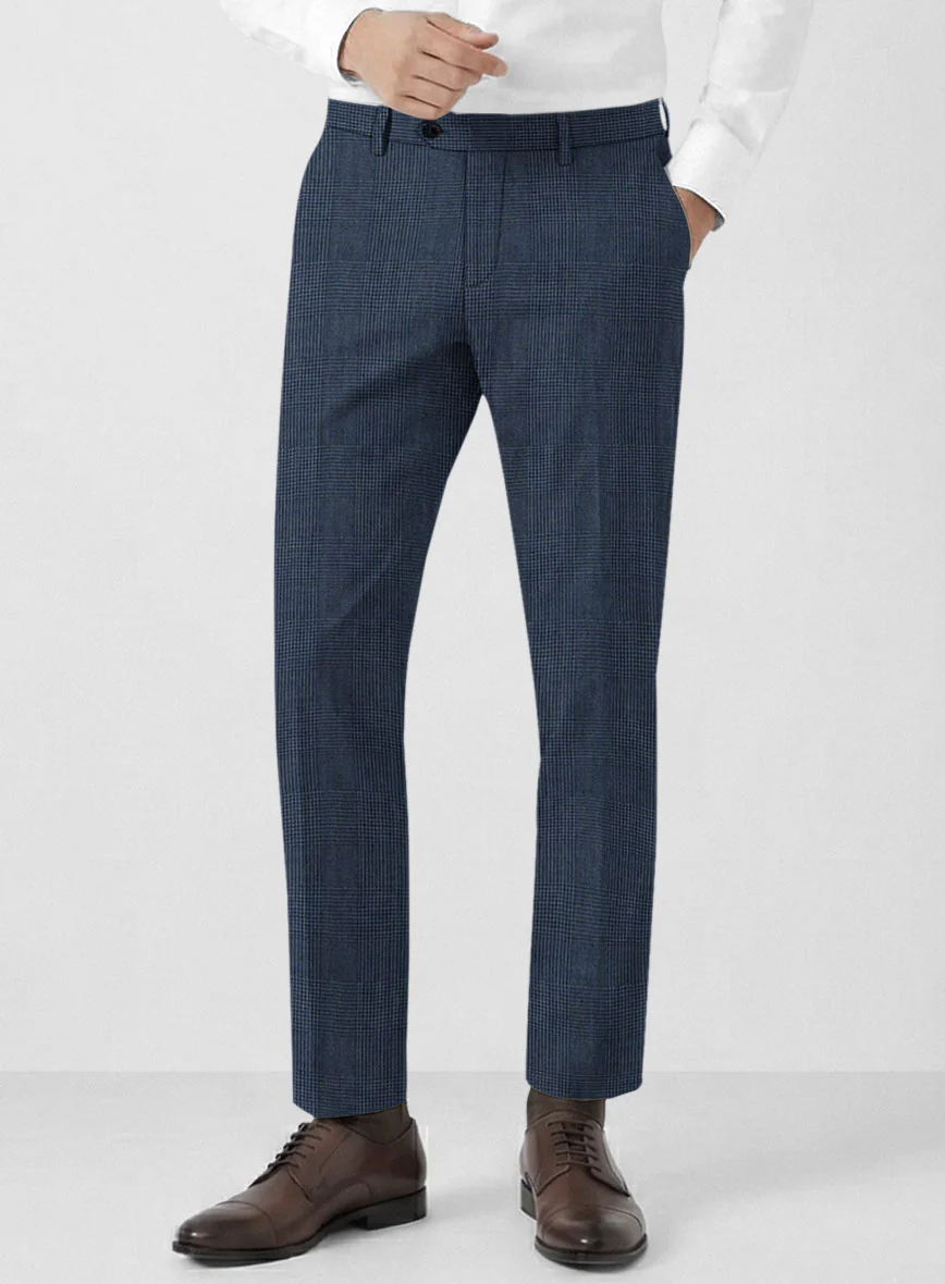 Solbiati Artic Blue Check Linen Pants - Image 2