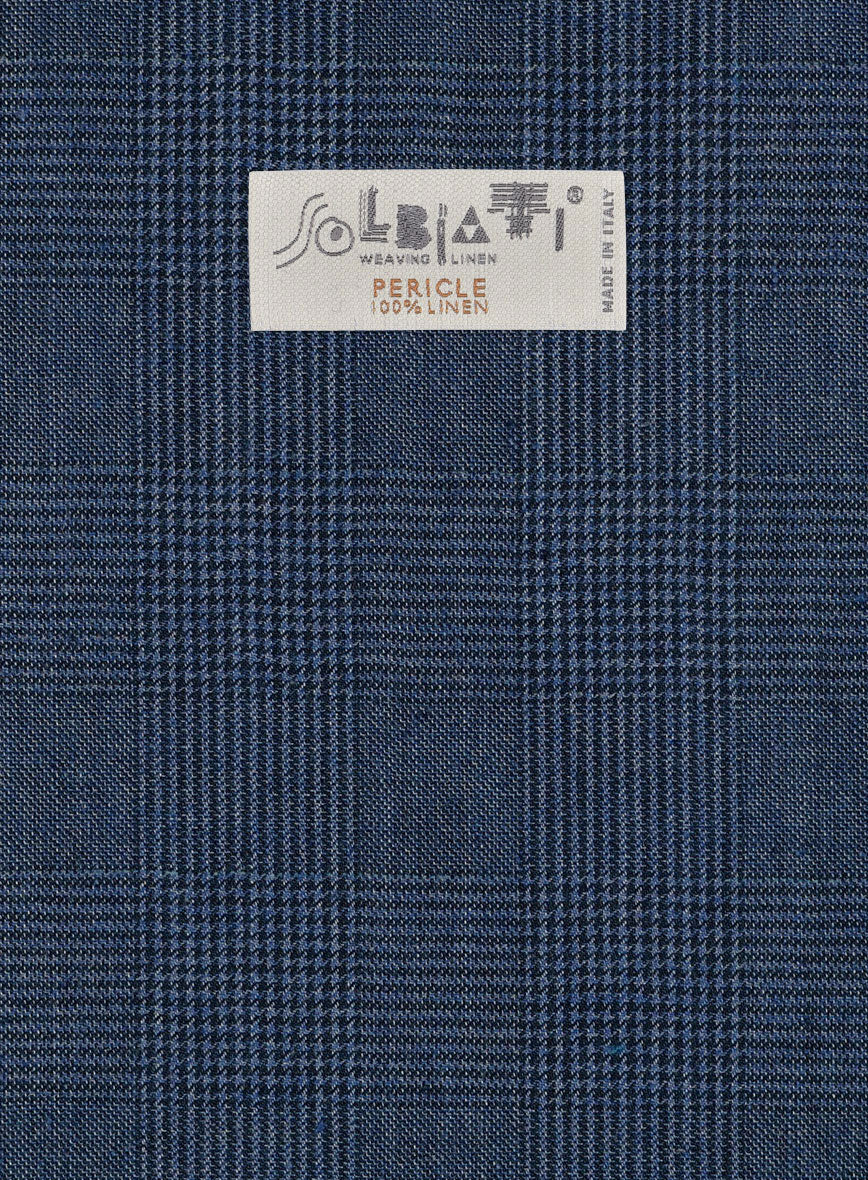 Solbiati Artic Blue Check Linen Pants - Image 4