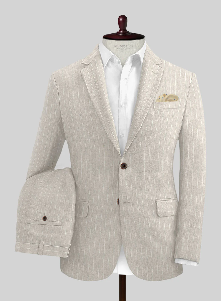 Solbiati Barn Beige Stripe Linen Suit - Image 2