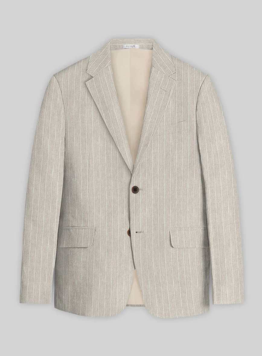 Solbiati Barn Beige Stripe Linen Suit - Image 4