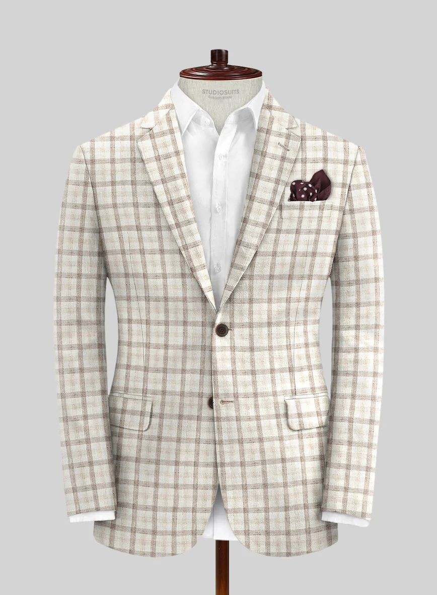 Solbiati Beige Checks Linen Suit - Image 3