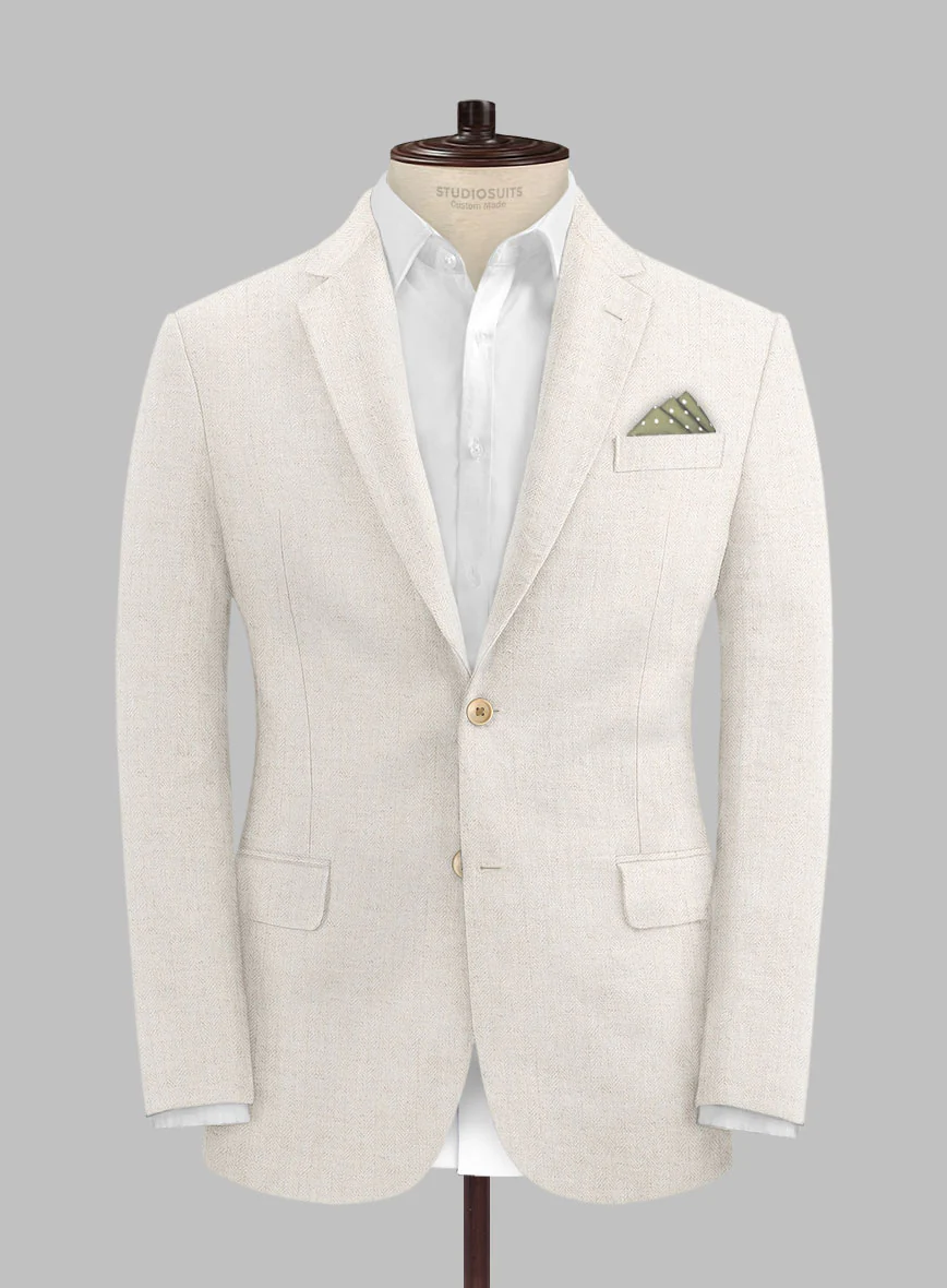 Solbiati Beige Herringbone Linen Suit - Image 3