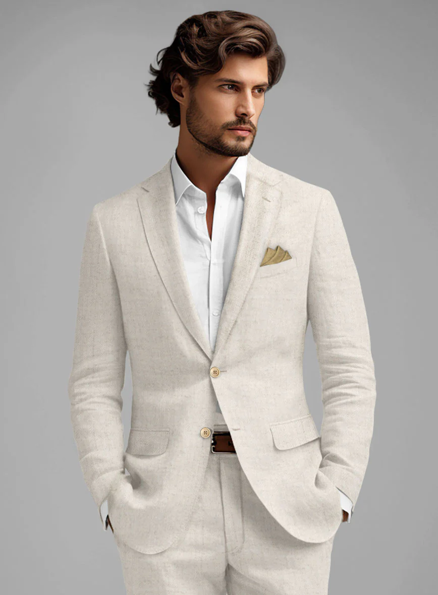 Solbiati Beige Herringbone Linen Suit - Image 4