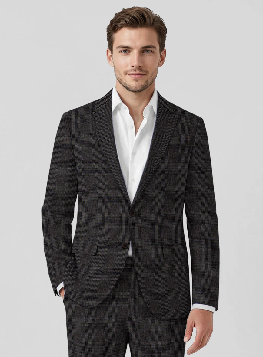 Solbiati Blue Brown Check Linen Suit - Image 4