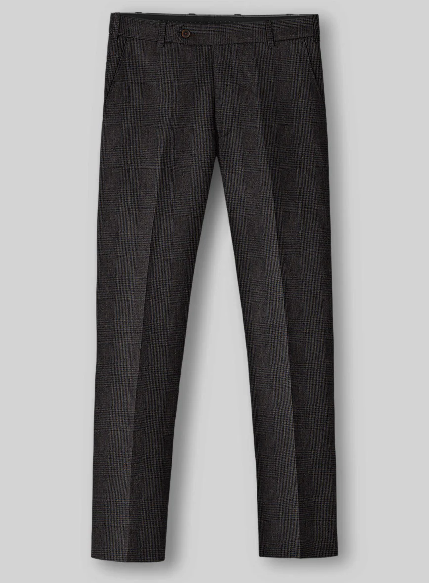 Solbiati Blue Brown Check Linen Pants - Image 2