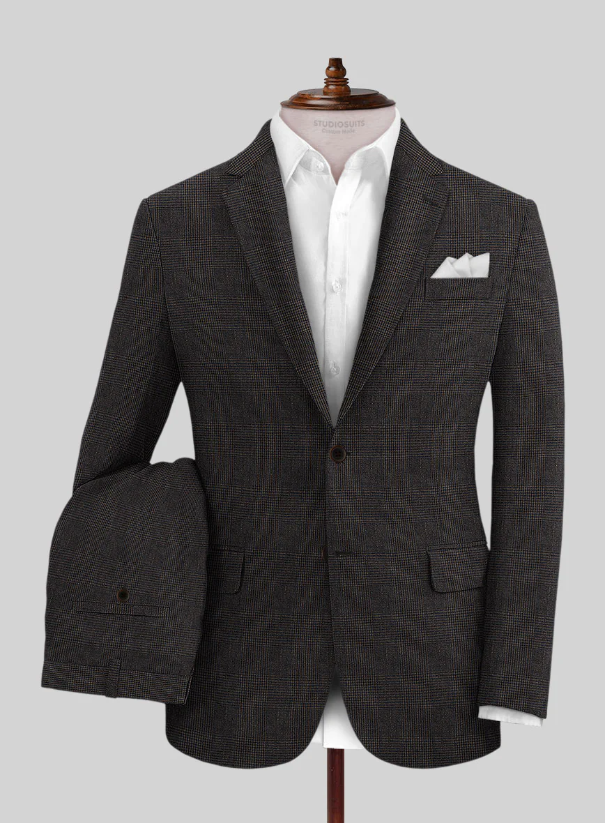 Solbiati Blue Brown Check Linen Suit - Image 2
