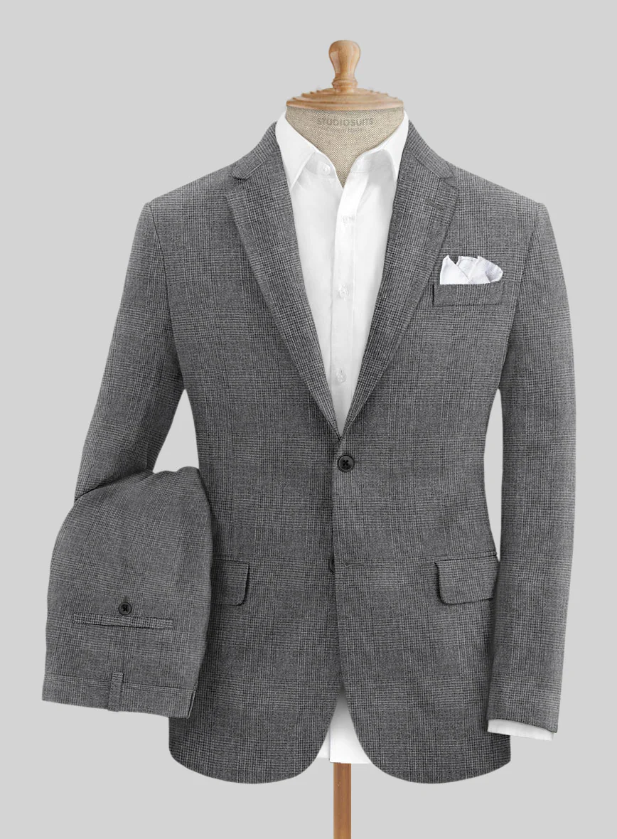 Solbiati Blue Gray Check Linen Suit - Image 2