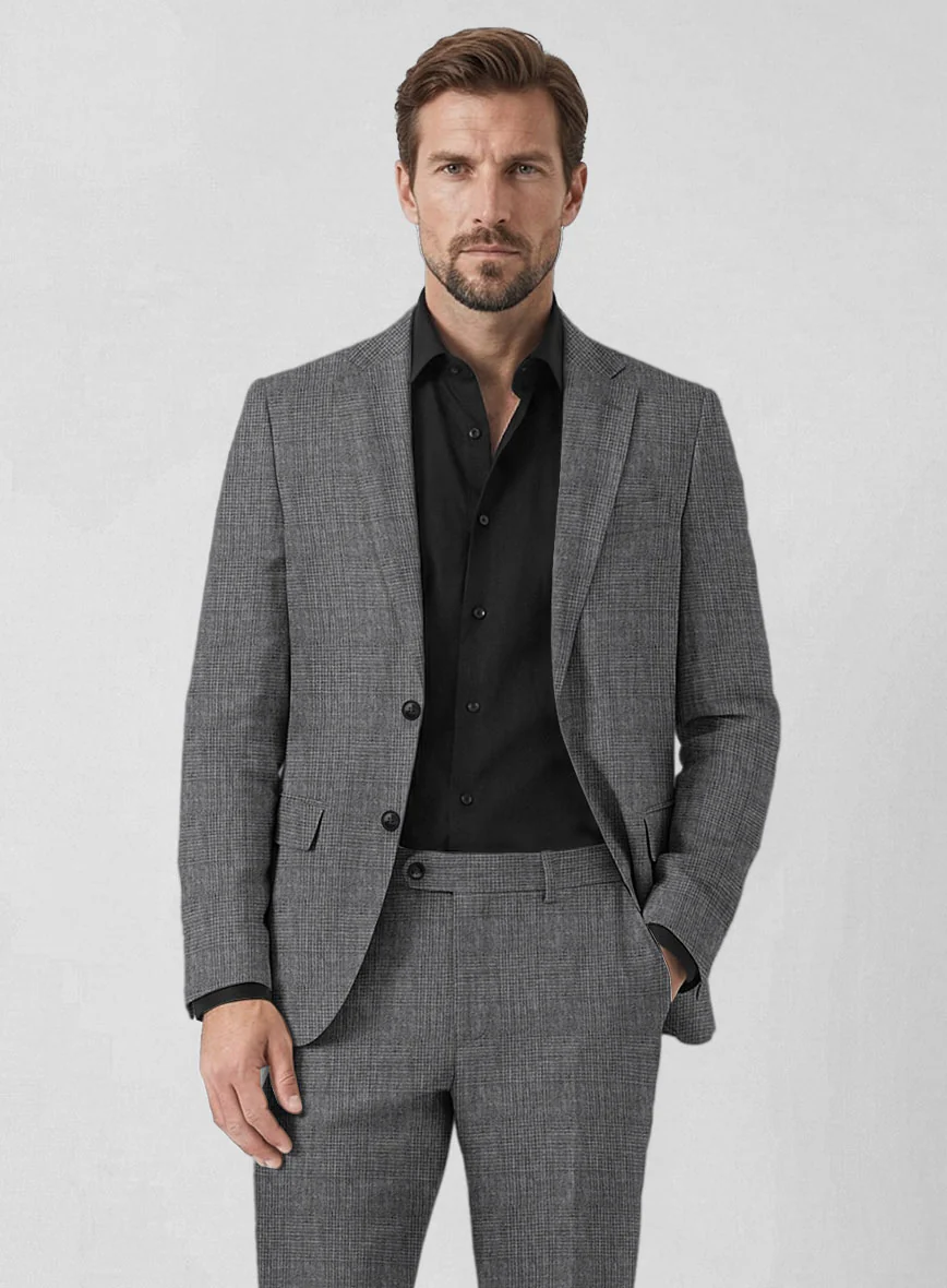 Solbiati Blue Gray Check Linen Suit - Image 4