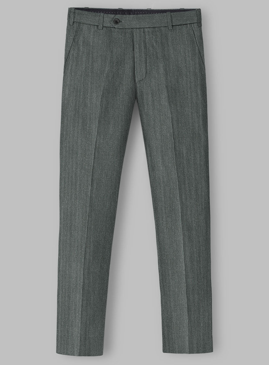 Solbiati Blue Green Herringbone Linen Pants - Image 2