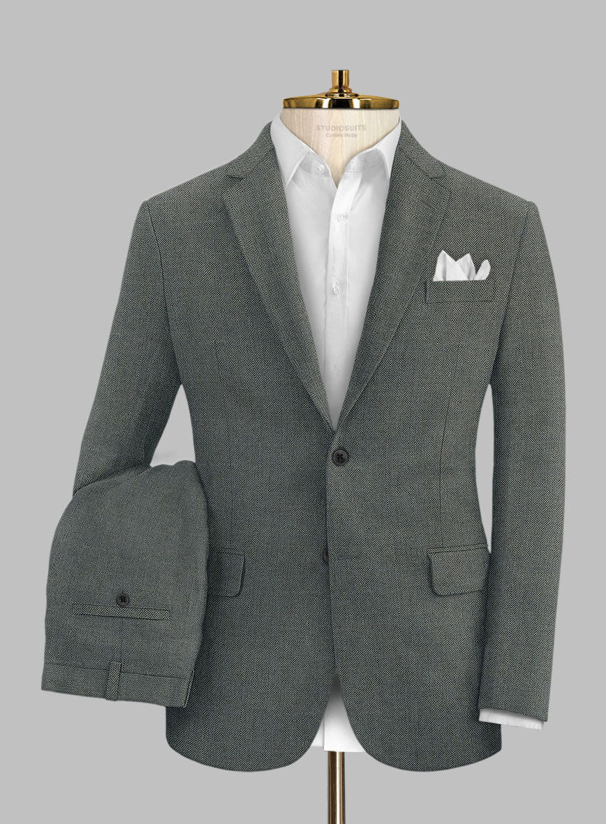 Solbiati Blue Green Herringbone Linen Suit - Image 2