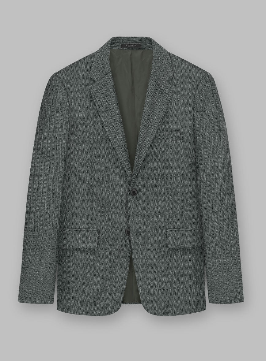 Solbiati Blue Green Herringbone Linen Suit - Image 4