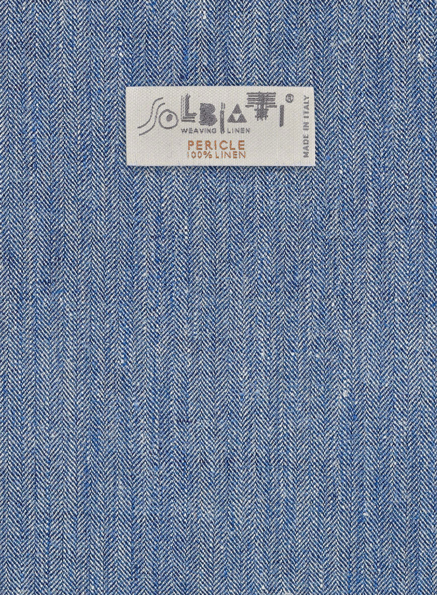 Solbiati Blue Herringbone Linen Jacket - Image 3