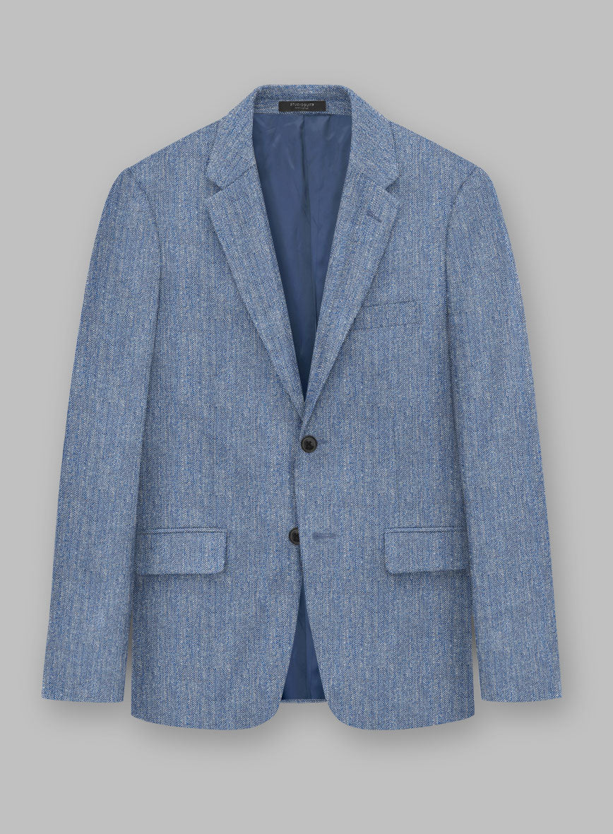 Solbiati Blue Herringbone Linen Suit - Image 4